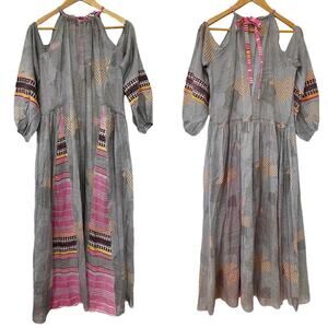 LemLem Cold Shoulder Maxi Swim Cover Up Dress Size S Multicolor Embroidered NWOT